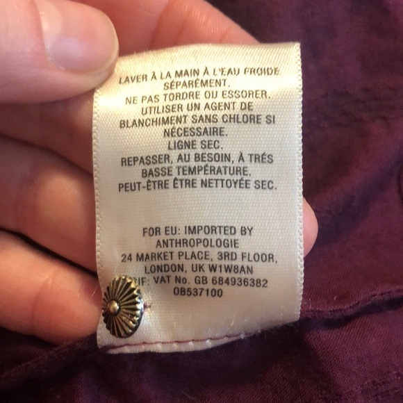 Anthropologie Maeve Burgandy Button Up Shirt Size Small - Picture 12 of 12